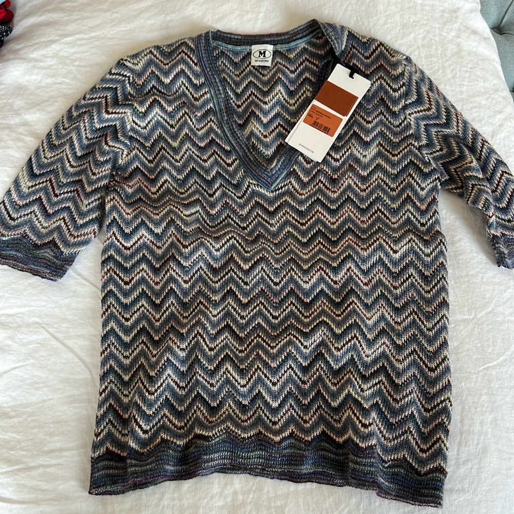 NWT Missoni short sleeve V neck sweater